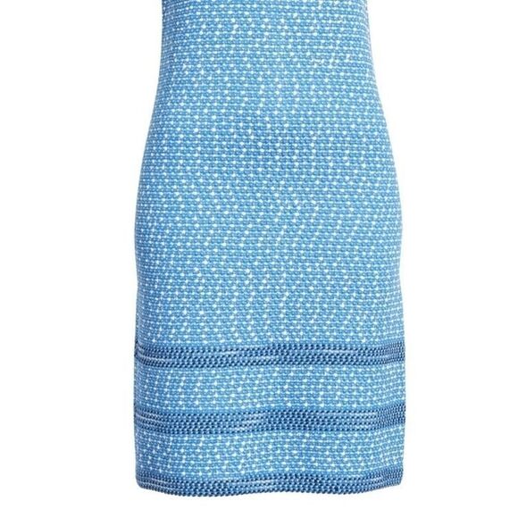 ST. John Engineered Coastal Texture Tweed Knit Dress Blue Size 10 - Picture 5 of 15